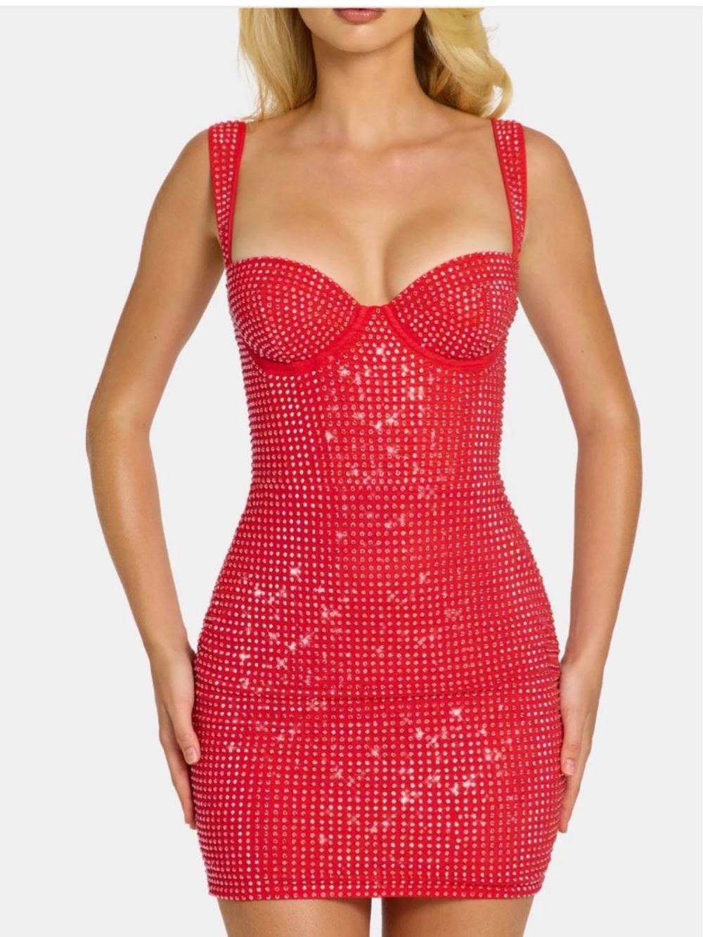 NWT Wear Your Love Embellished Corset Mini Dress in Cherry Red size Small